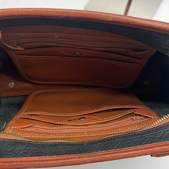 Vintage Dooney & Bourke Navy Double Buckle Leather Double Handle Satchel BLEMISH - Picture 6 of 12